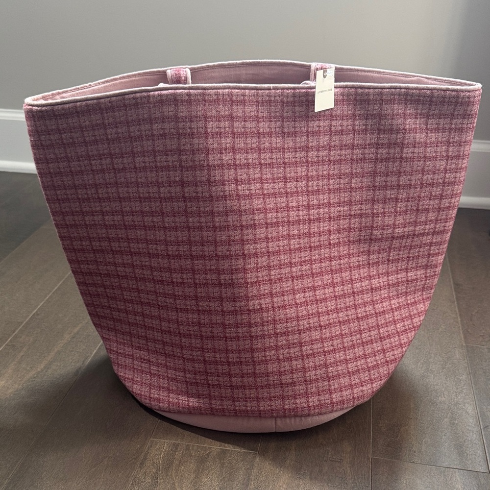 NWT Anthropologie Verity Pink Cotton Storage Basket Hamper 20” - Picture 2 of 5